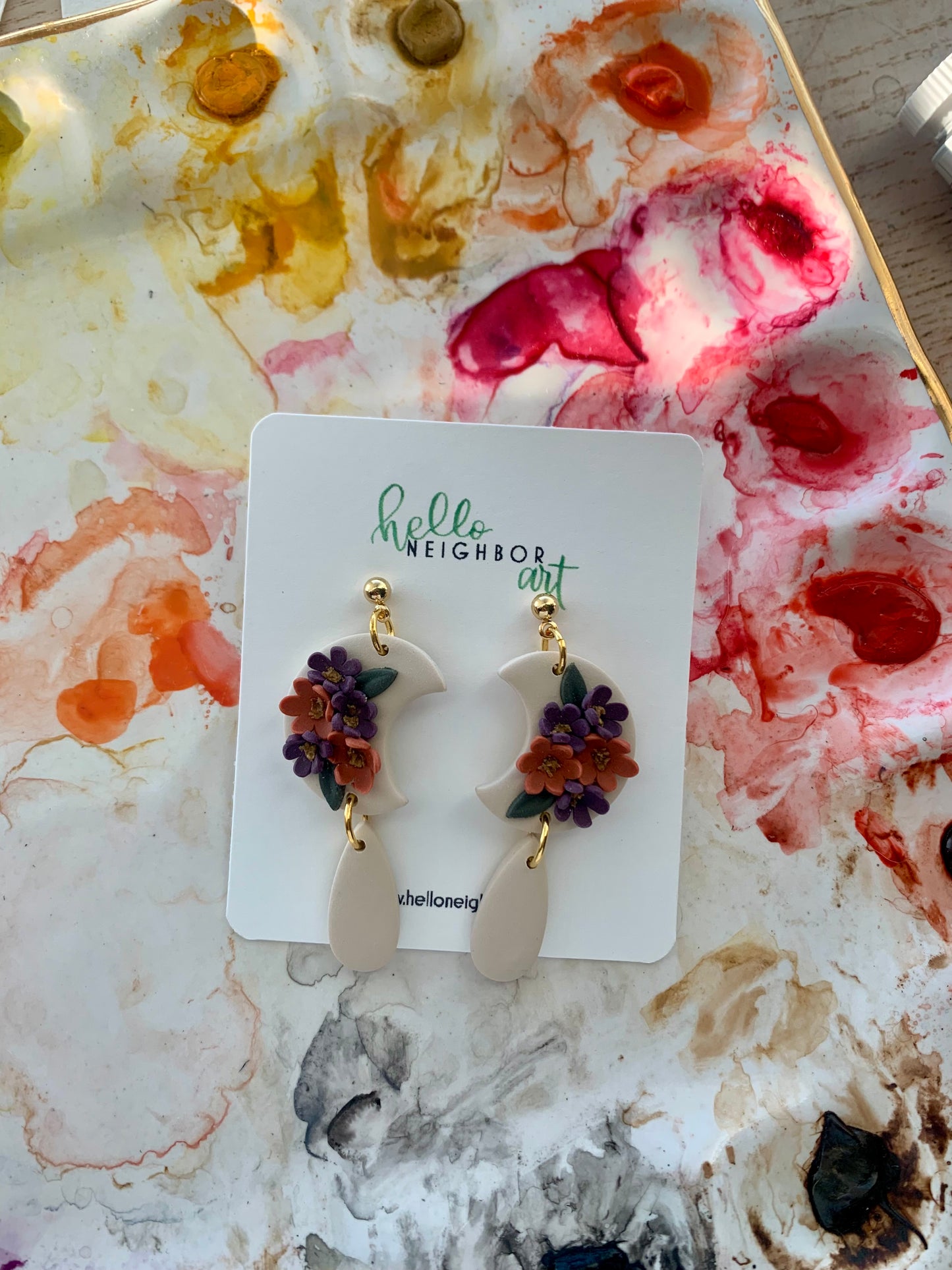 Fall Half Moon Floral Dangles