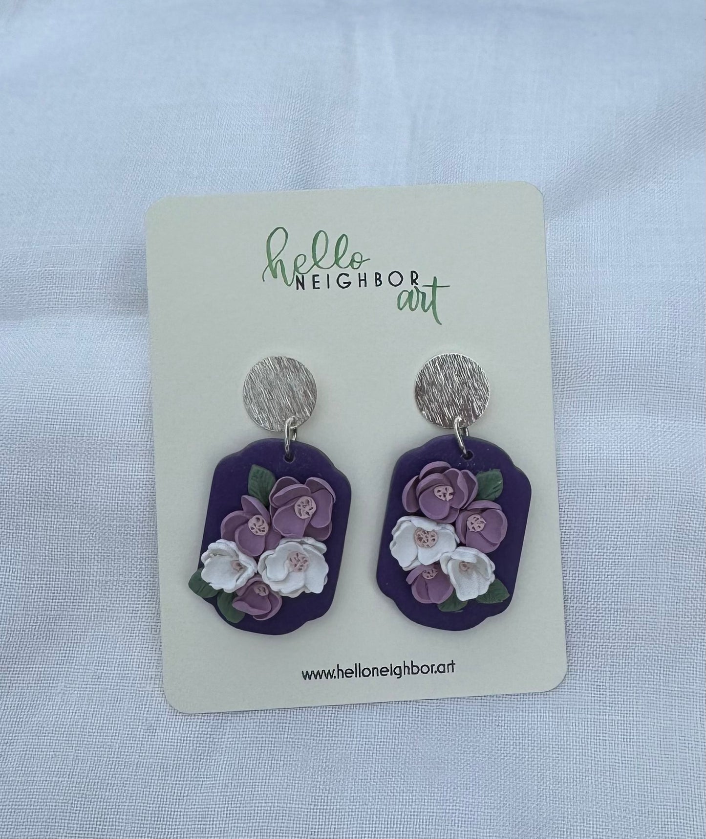 Purple floral dangles