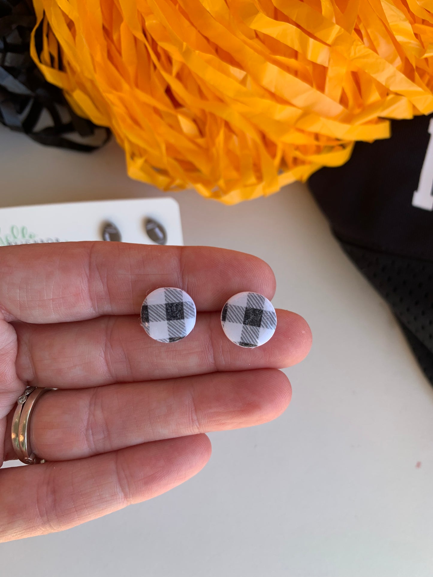 Black and White Plaid Studs