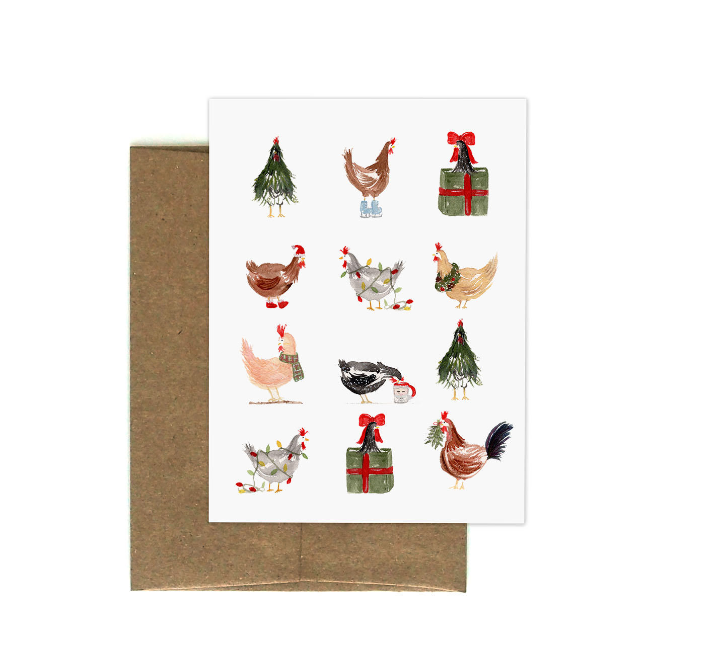 Christmas Chickens Greeting Card