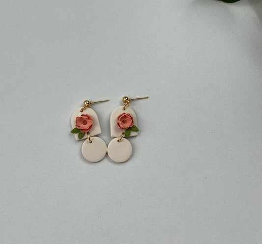 Peach Floral Dangles