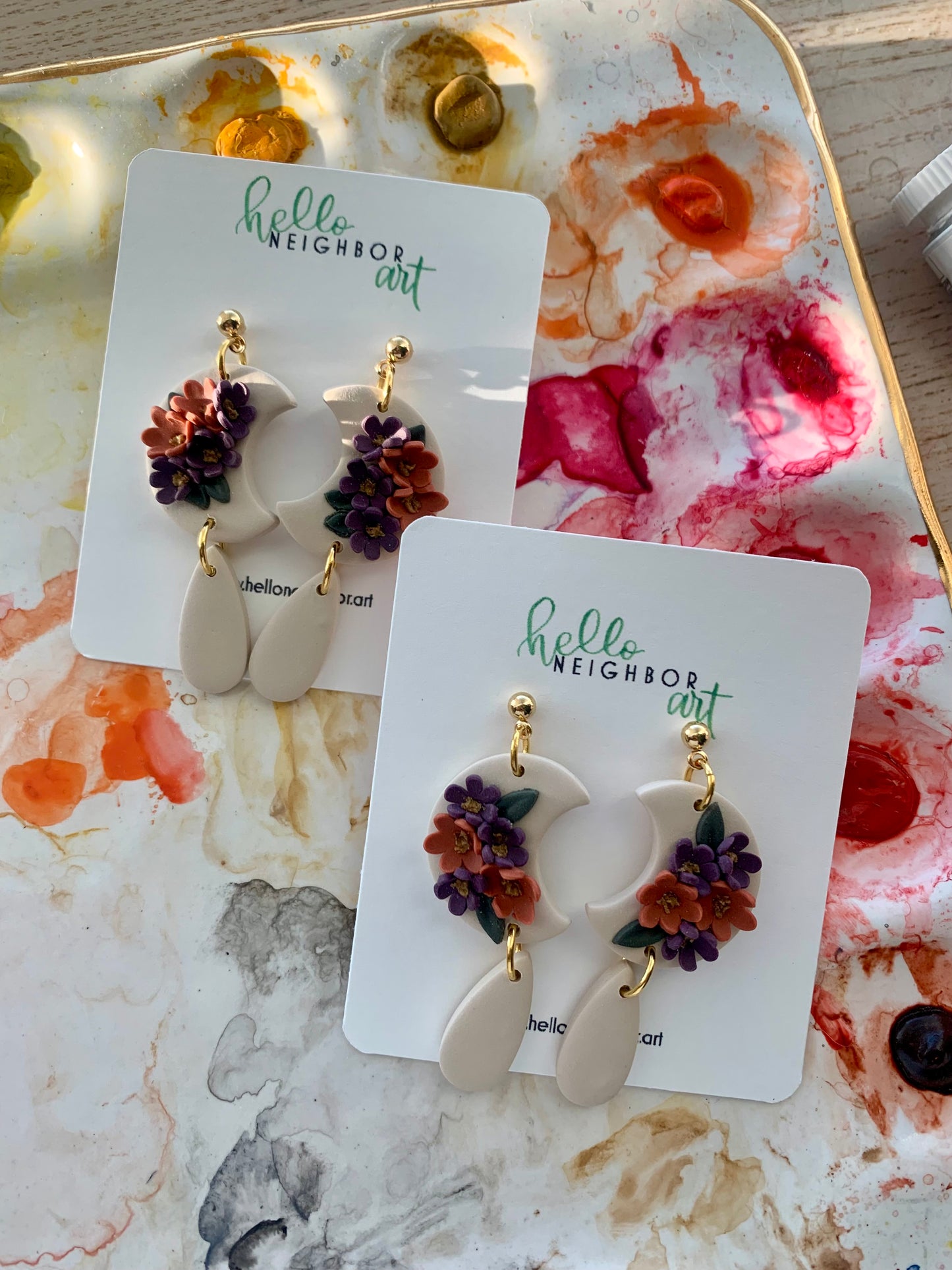 Fall Half Moon Floral Dangles