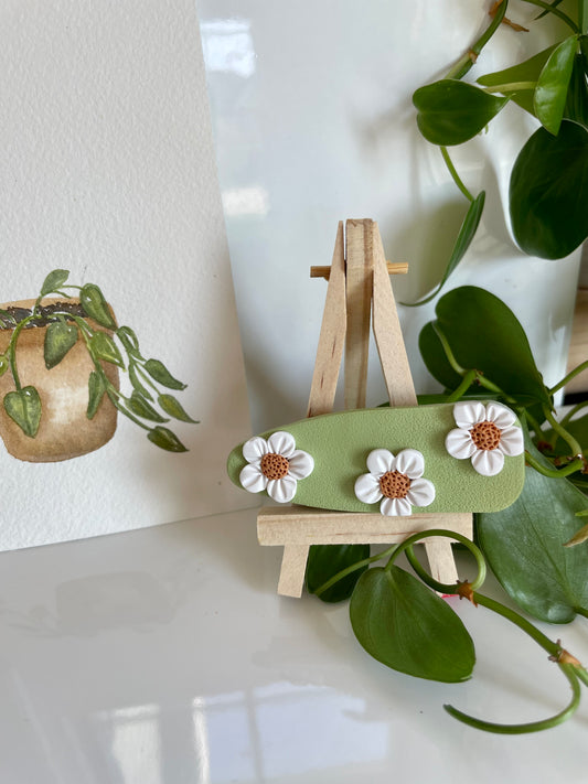 Green Floral Hair Clip