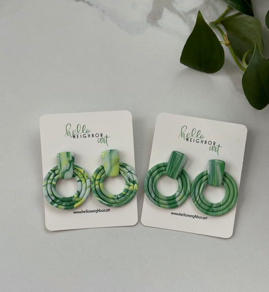 Kelsey Earrings - Green Marble