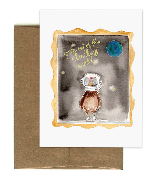 Space Chicken - Greeting Card