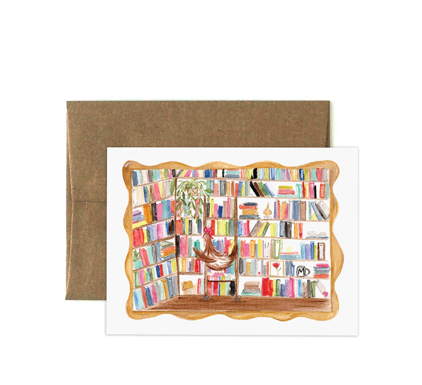 Library Chicken Greeting Card