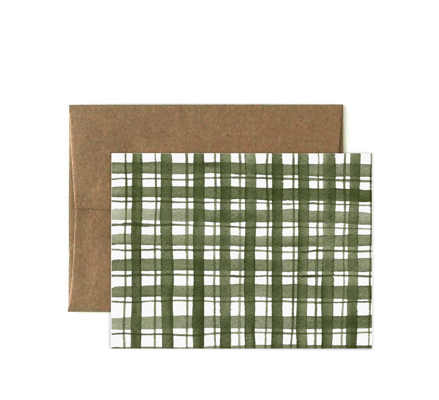 Green Plaid Greeting Card