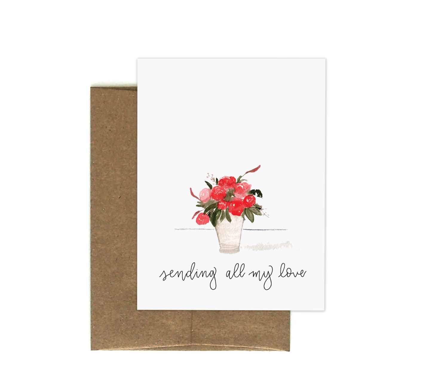 Sending Love Floral Vase Greeting Card