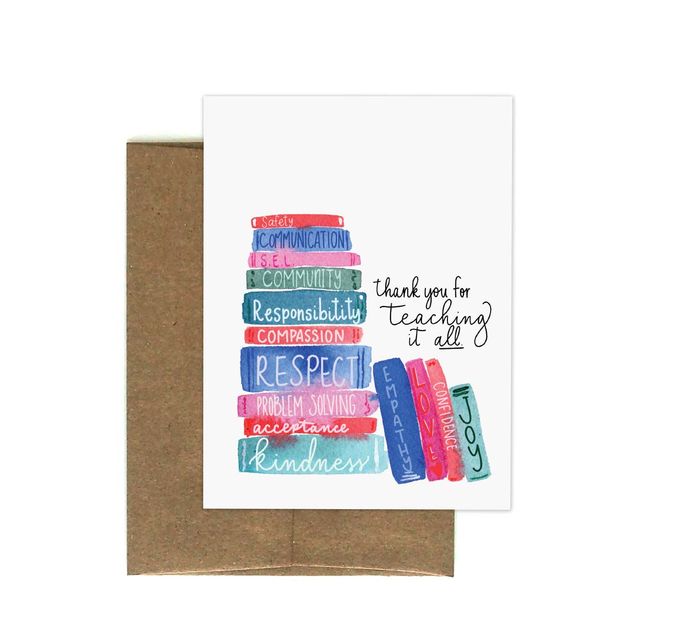 Teachers Teach Everything Book Stack Greeting Card