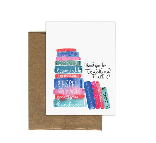 Teachers Teach Everything Book Stack Greeting Card